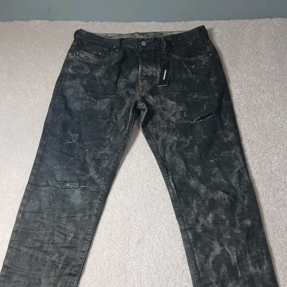 Diesel MHARKY 36x32 Slim Skinny Black Jeans Buster 32 Distressed $298 NWT